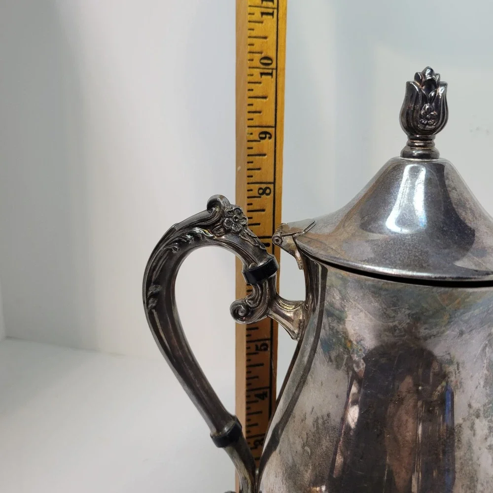 Leonard Silver Plated Coffee Pot Server‎ Vintage Ornate Floral Footed
